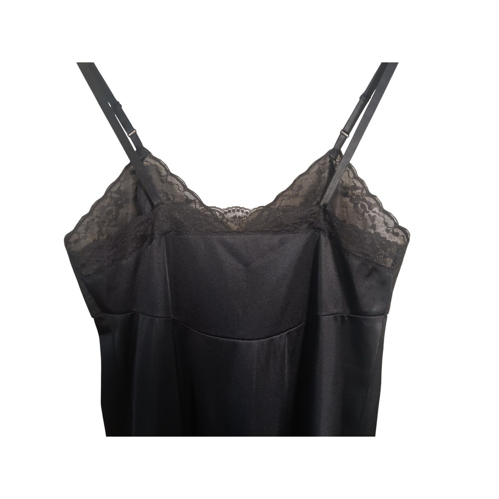 Vanity Fair Vintage Black Lace Trim Full Slip Vintage Nylon Antron III Size 34 - Picture 6 of 11